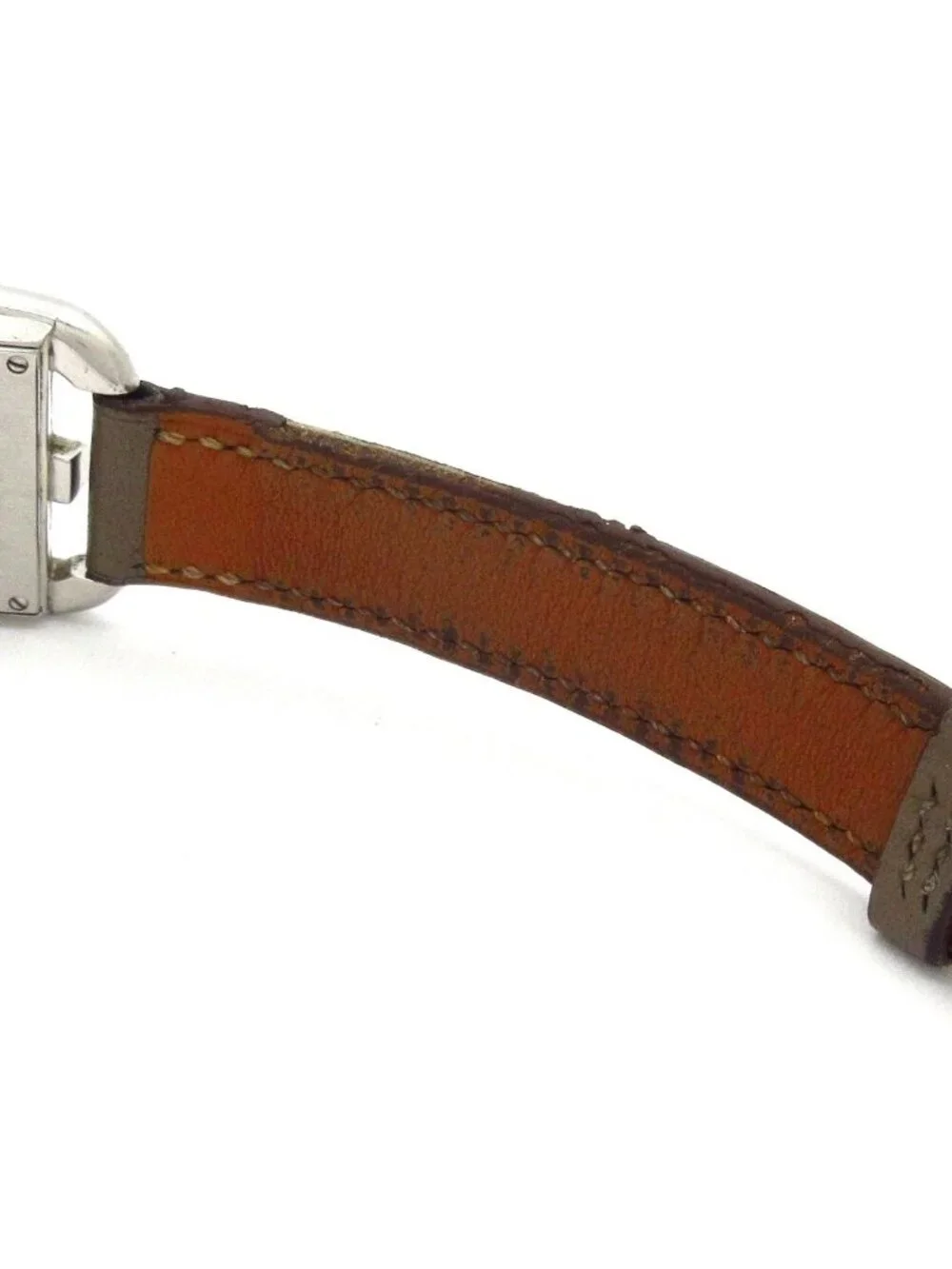 Hermes Watch Cape Cod Double Tour Wrapped Leather Belt Dark Gray
